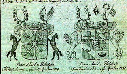 2 Wappen der Familie Stael von Holstein aus den Jahren 1719 und1851